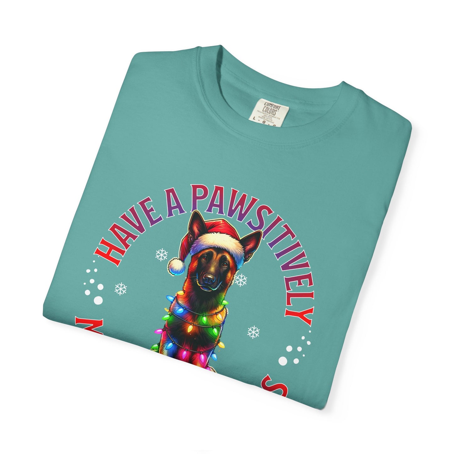 Christmas Malinois T-Shirt — "Have a Pawsitively Merry Christmas" Holiday Tee
