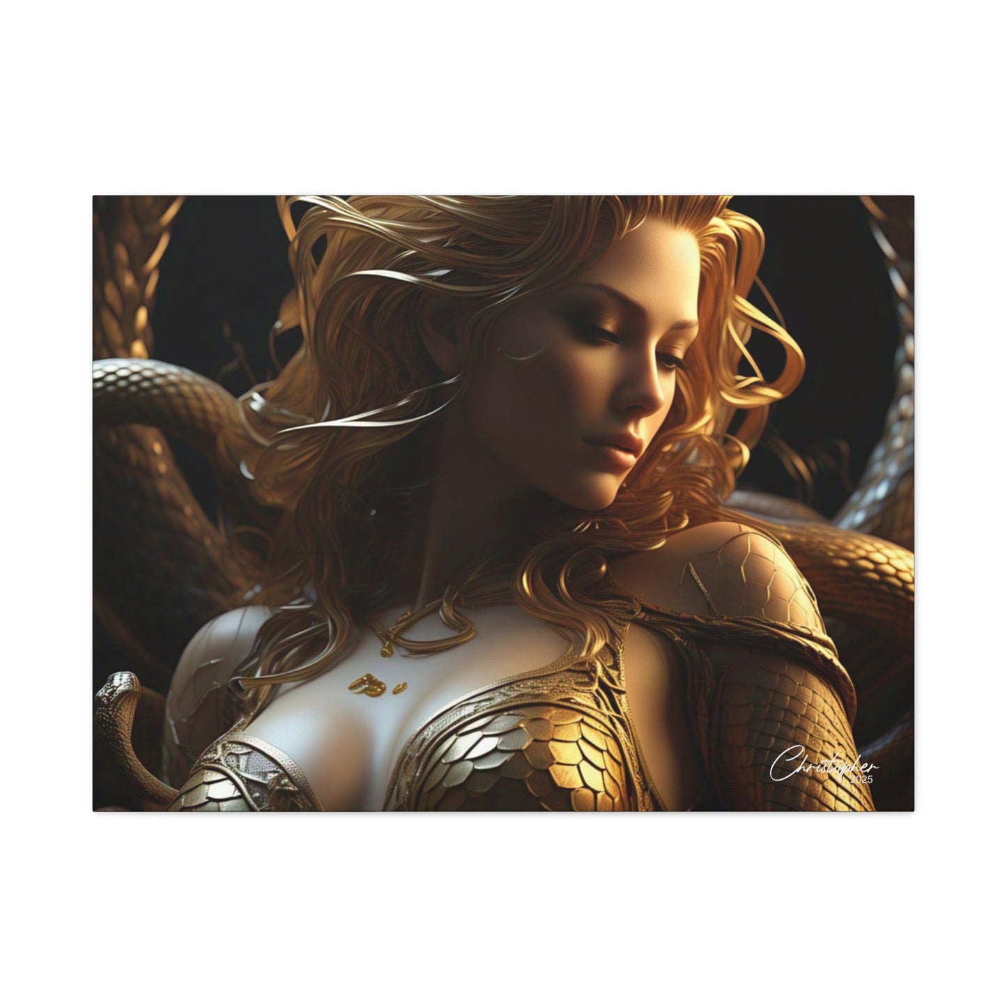 Fantasy Art Canvas Print - Serpent Goddess Home Decor