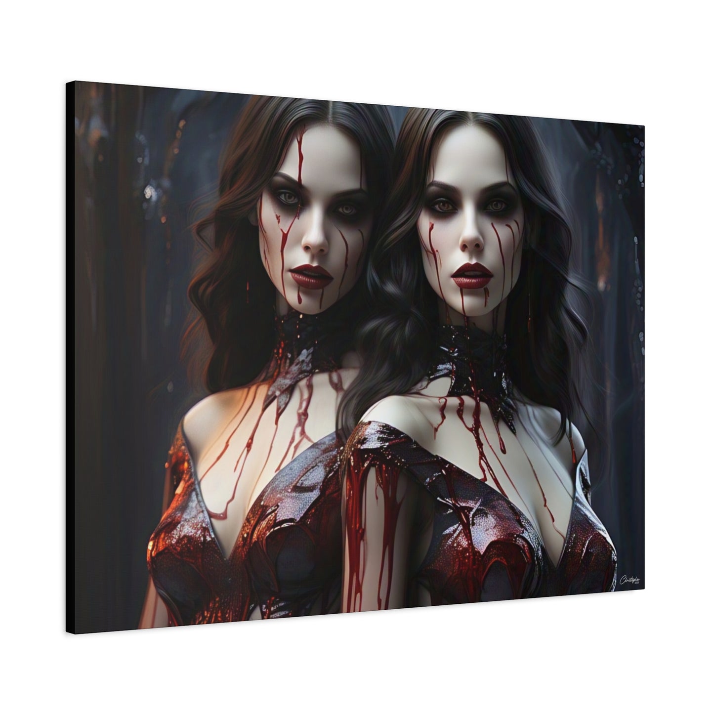 Gothic Vampire Canvas Art, Wall Decor, Horror Artwork, Halloween Home Decor, Spooky Room Accent, Unique Gift Idea
