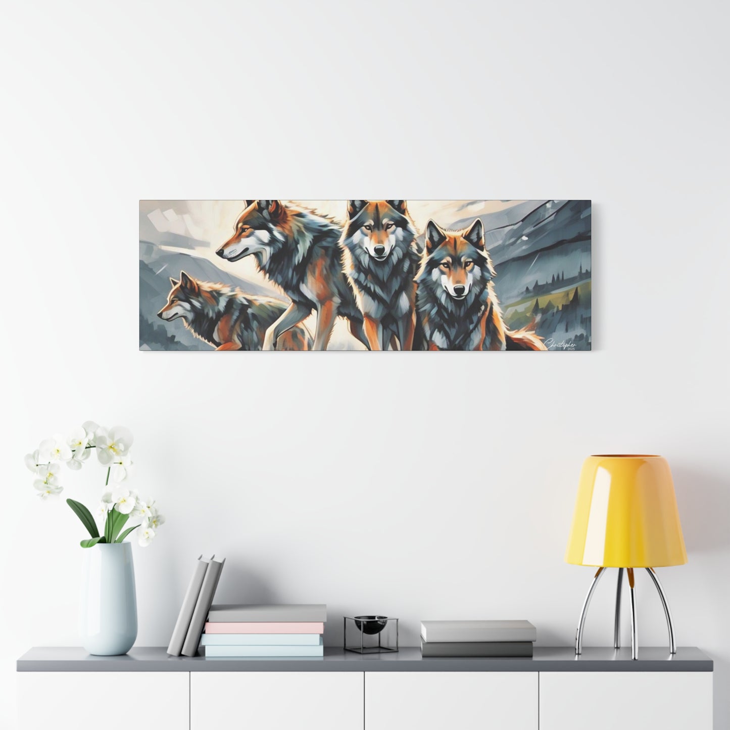 Wolf Family Matte Canvas Art, Home Decor, Animal Lovers Gift, Nature Wall Art, Wildlife Art Print, Outdoor Enthusiasts Decor