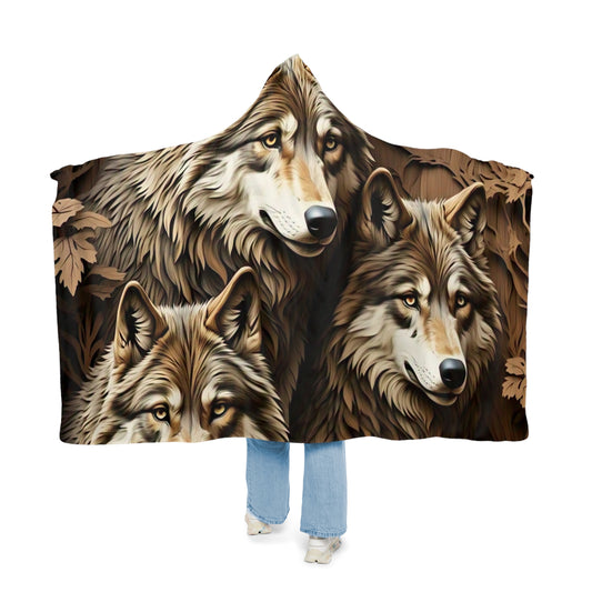 Cozy Wolf Snuggle Blanket with Hood, Warm Throw for Camping, Home Decor, Gift for Nature Lovers, Chill Nights, Cozy Winter