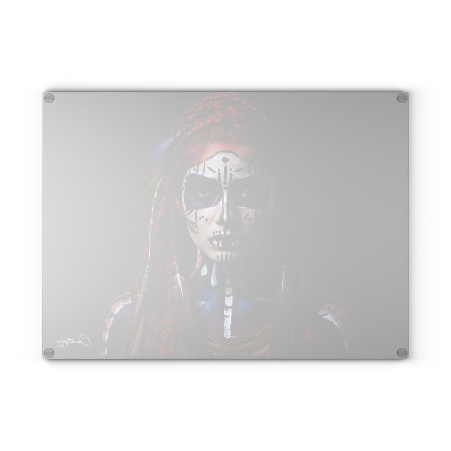 Artistic Glass Cutting Board - Ethnic Goddess Design