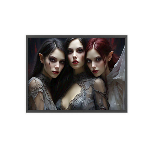 Eerie Fantasy Art Posters with Wooden Frame, Gothic Home Decor, Unique Wall Art, Gift for Art Lovers, Halloween Decoration, Witchy Style