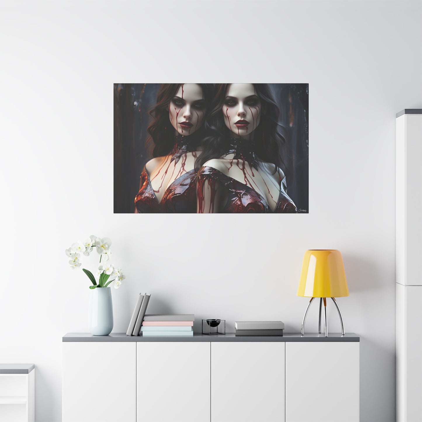 Gothic Vampire Canvas Art, Wall Decor, Horror Artwork, Halloween Home Decor, Spooky Room Accent, Unique Gift Idea