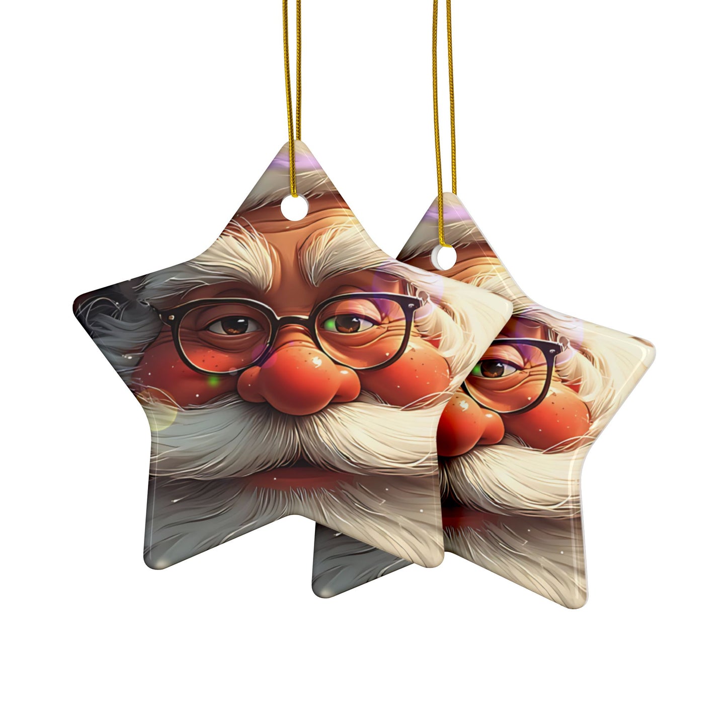 Santa Face Ceramic Ornament — Round Double-Sided Christmas Tree Decor (Personalizable, Pack Options)