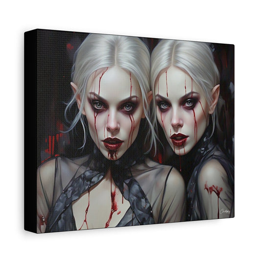 Gothic Canvas Art Print, Dark Fantasy Wall Decor, Horror Art, Halloween Home Decor, Vampire Artwork, Unique Gift for Spooky Season