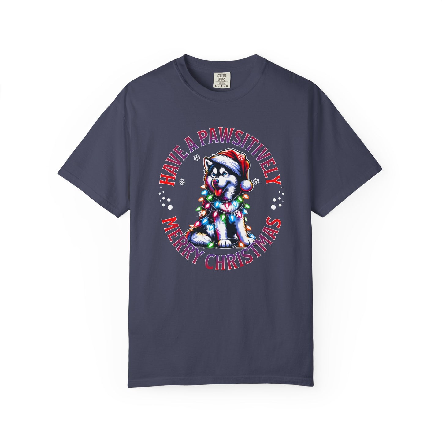Christmas Husky T-Shirt — "Have a Paws-itively Merry Christmas" Holiday Tee