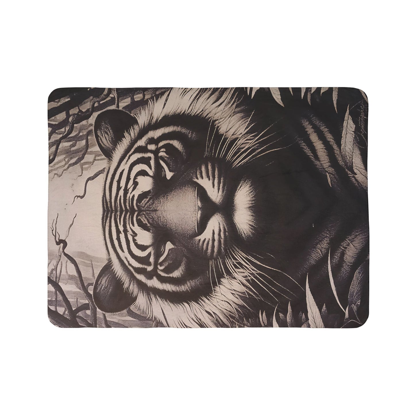 Tiger Portrait Sherpa Blanket – Cozy Fleece Throw with Majestic Wildlife Design