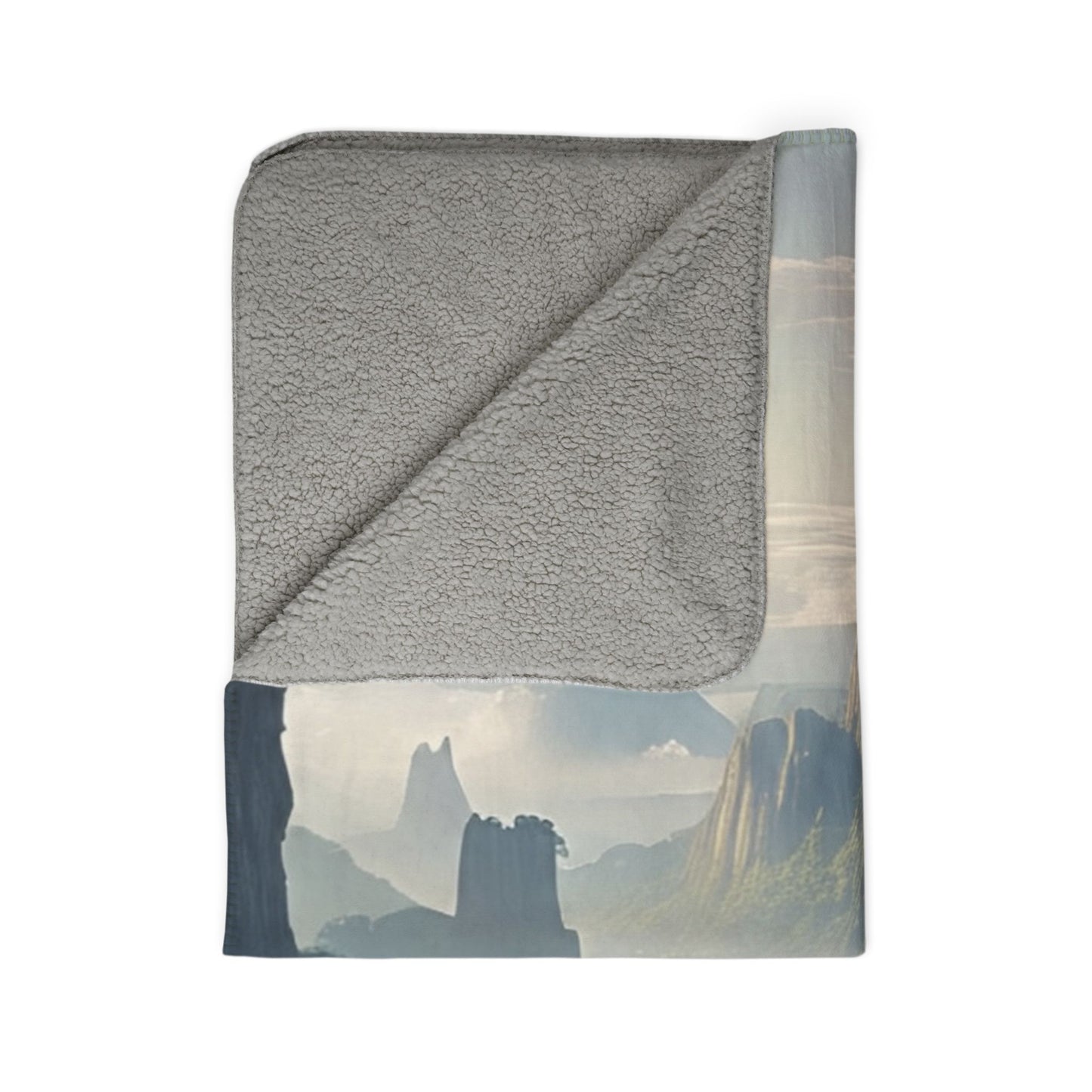 Serene Landscape Fleece Sherpa Blanket, Cozy Throw for Home, Gift for Nature Lovers, Perfect for Relaxing, Camping, or Movie Nights