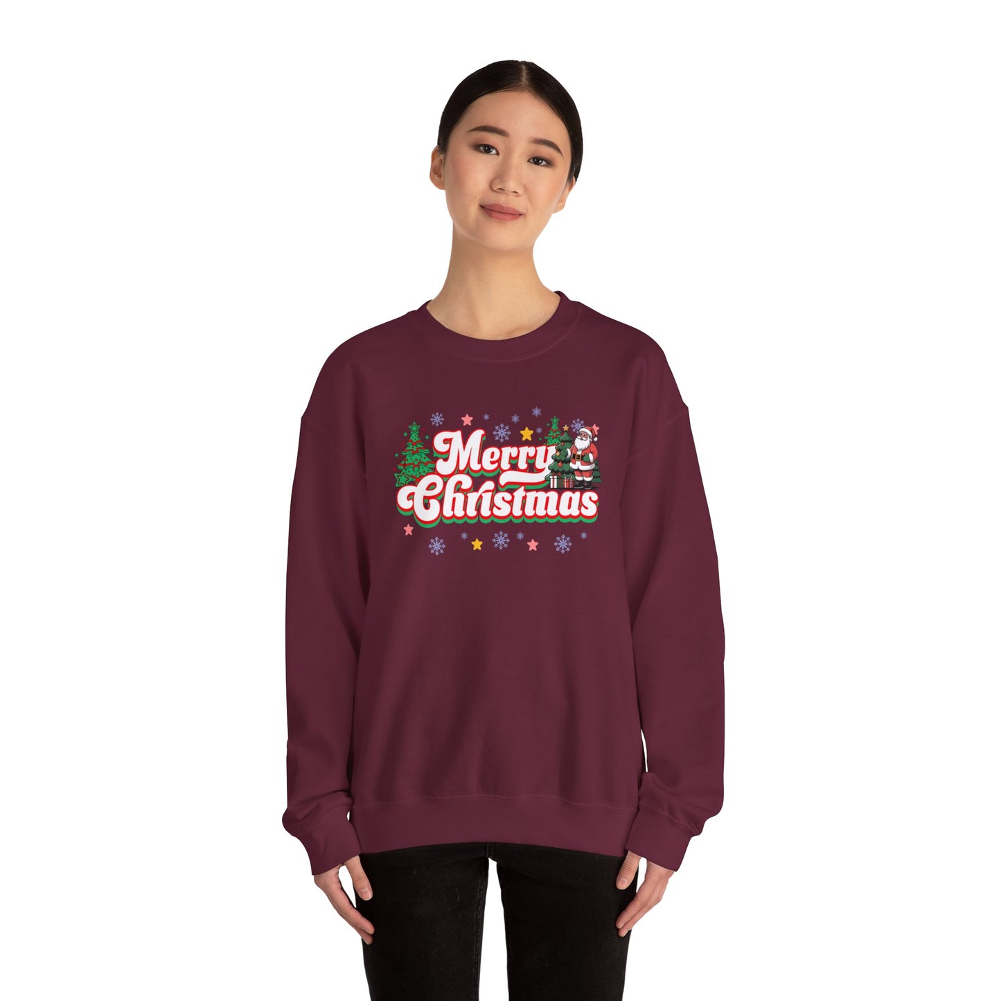 Merry Christmas Crewneck Sweatshirt — Festive Holiday Graphic Sweatshirt