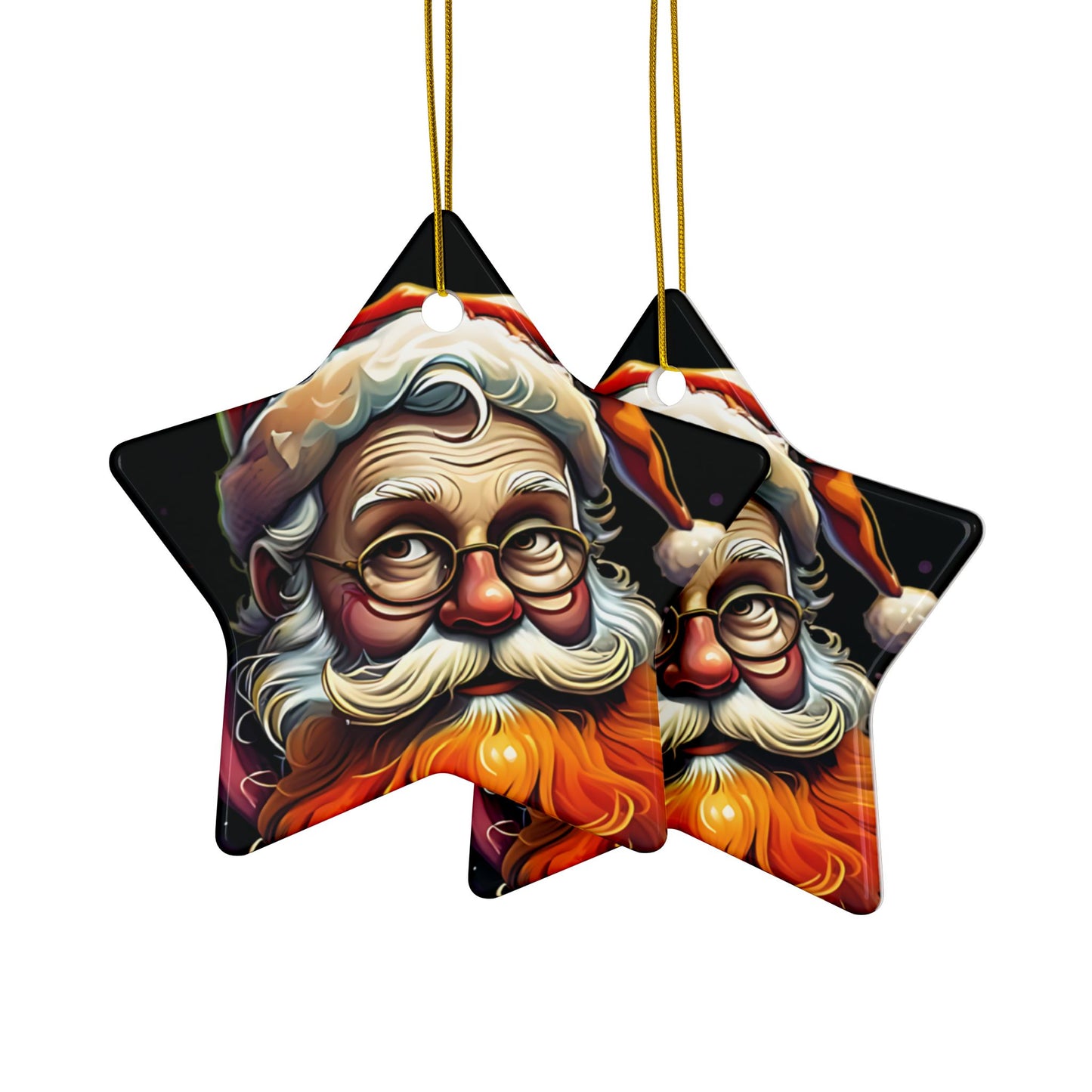 Santa Claus Ceramic Ornament — Double-Sided Christmas Tree Decoration