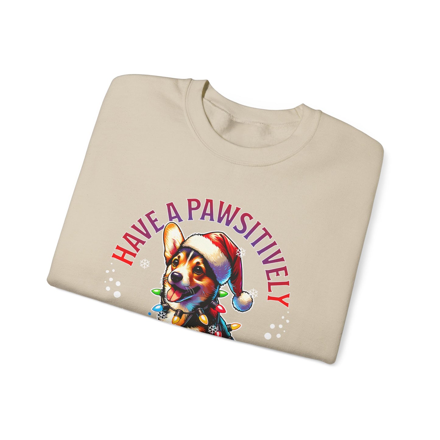 Christmas Corgi Sweatshirt — "Have a Pawsitively Merry Christmas" Holiday Crewneck