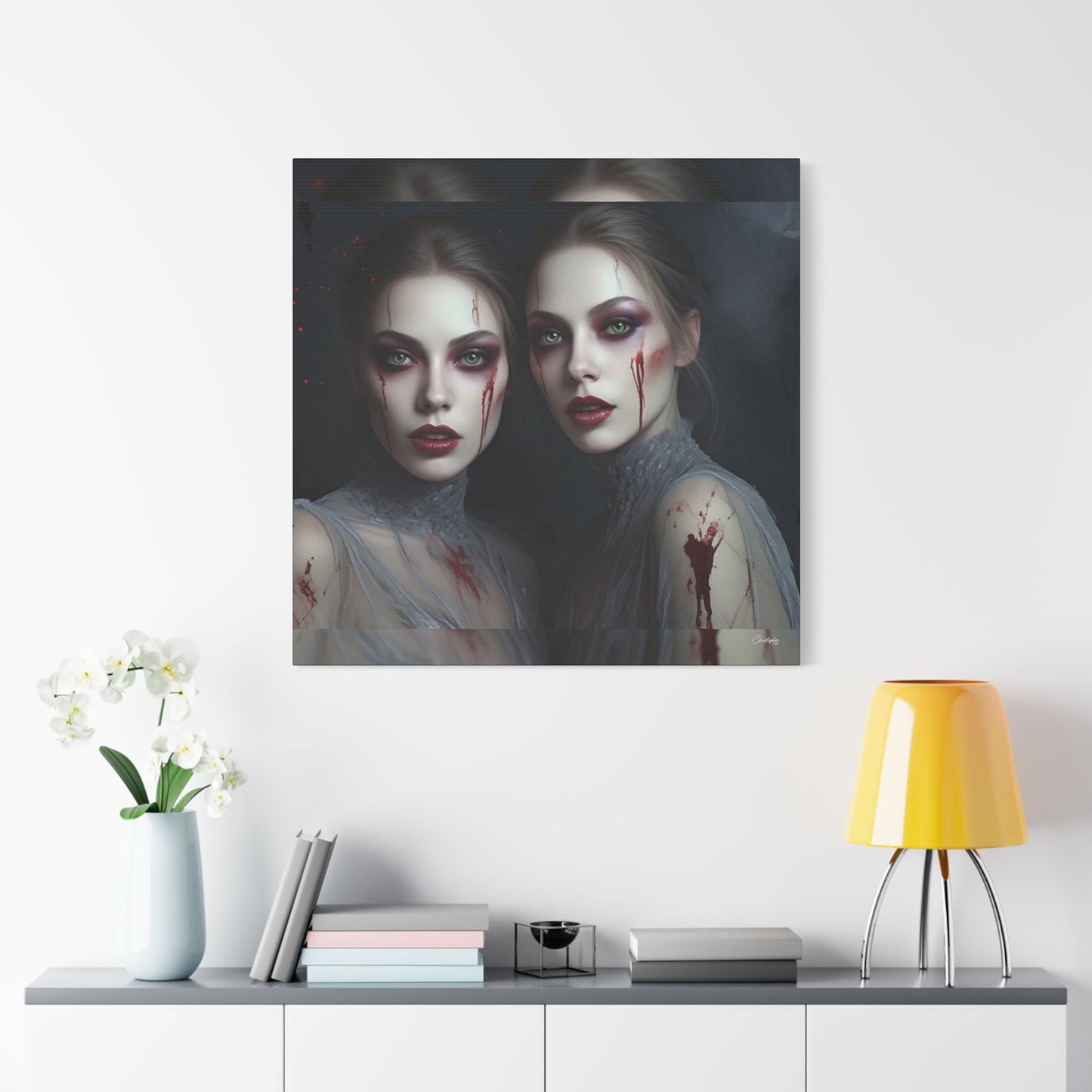 Spooky Art Canvas Print, Matte Canvas, Stretched Wall Decor, Gothic Home Decor, Halloween Art, Unique Gift