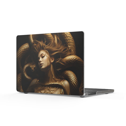 Medusa Serpent Matte MacBook Case — Mythic Gold Snake Laptop Cover