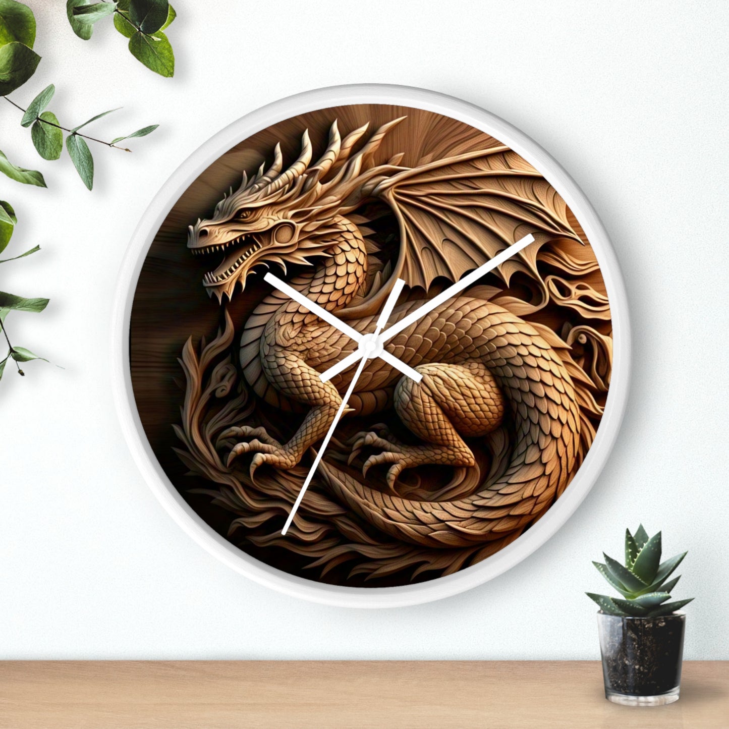 Dragon Carved Wall Clock, Mythical Decor for Fantasy Lovers, Unique Gift for Home, Office, and Collectors, Perfect for Halloween
