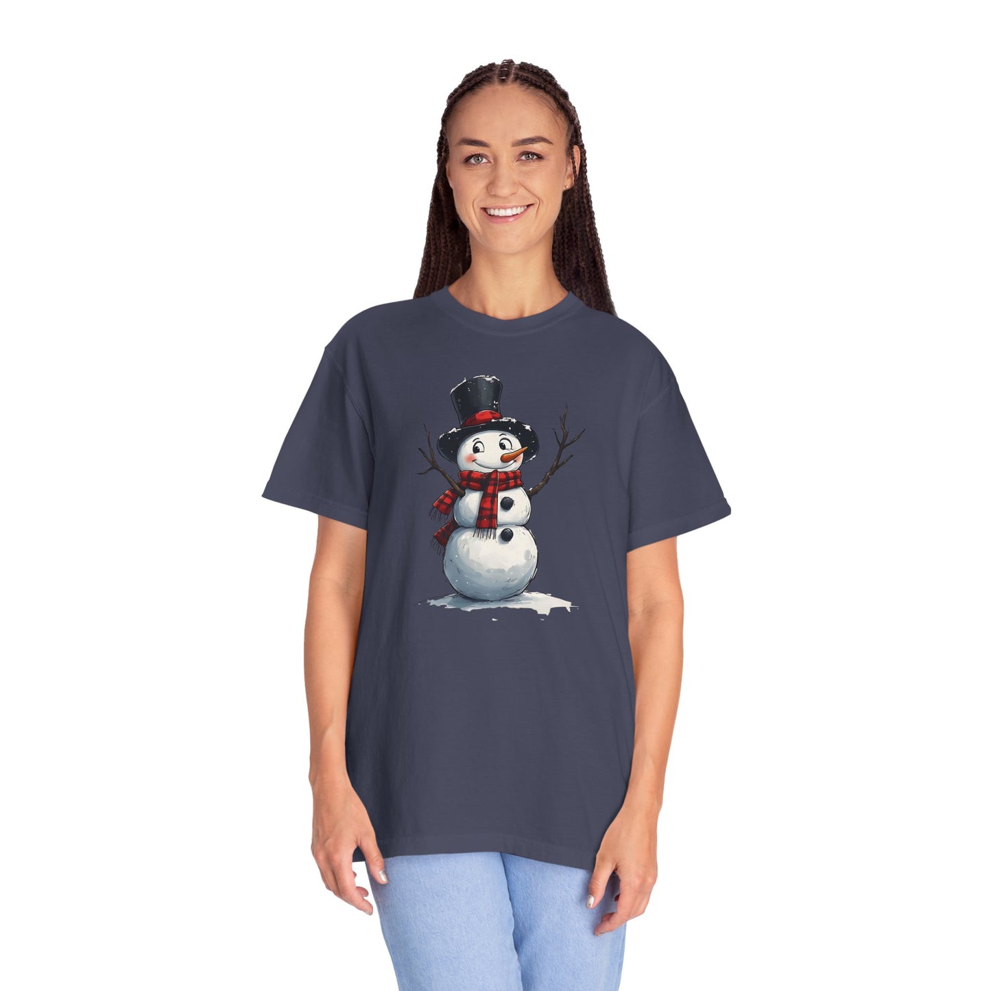 Snowman Tee — Cute Vintage Snowman with Scarf & Top Hat Holiday T-Shirt