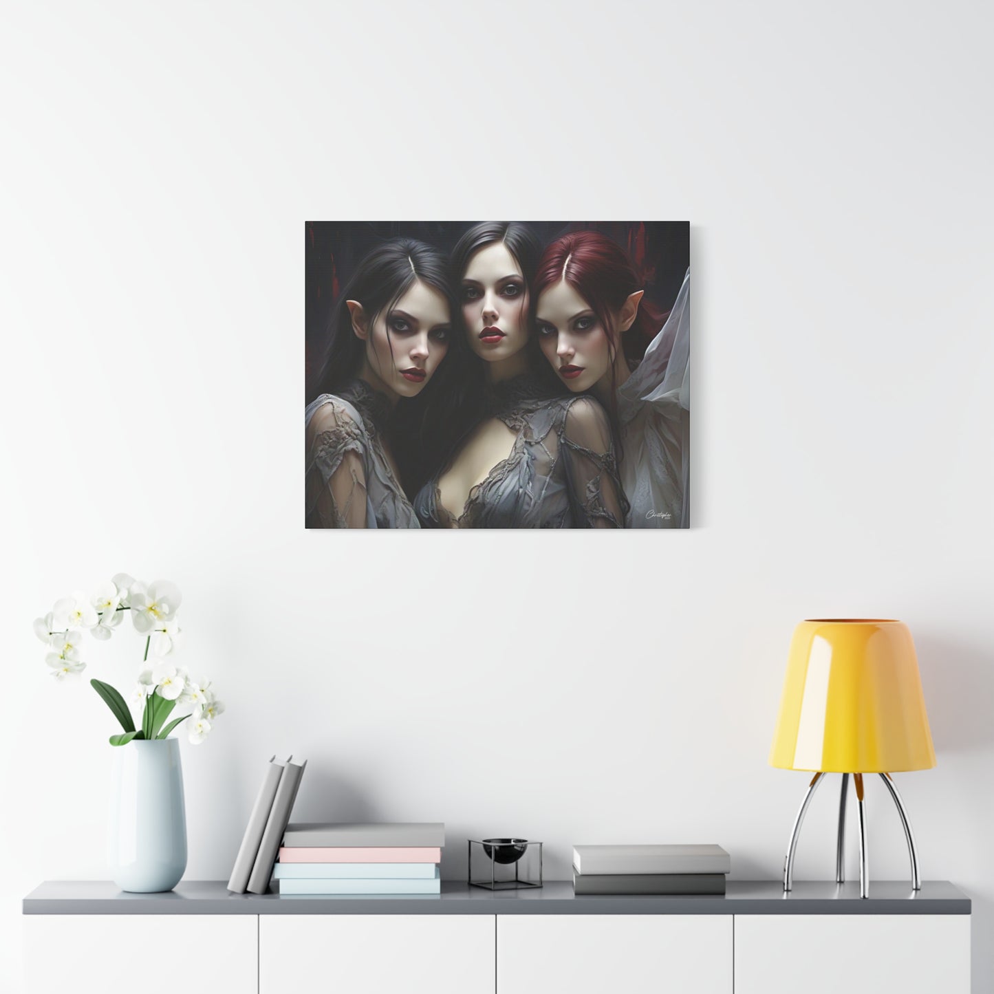 Gothic Wall Art Canvas, Fantasy Home Decor, Unique Gift for Halloween, Witchy Vibe Art, Dark Aesthetic Room Decor