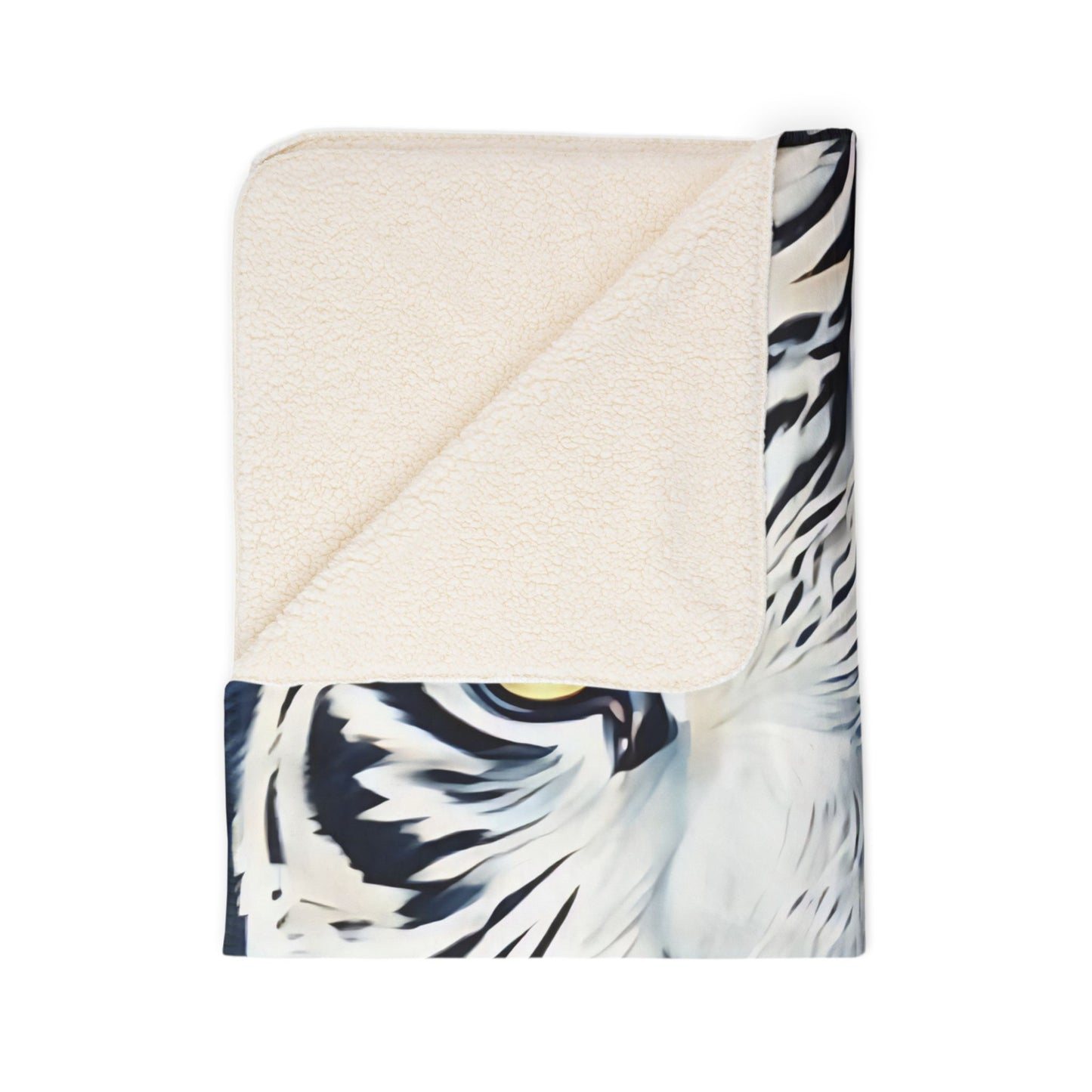 White Tiger Sherpa Blanket — Cozy Fleece Throw with Realistic Big Cat Face