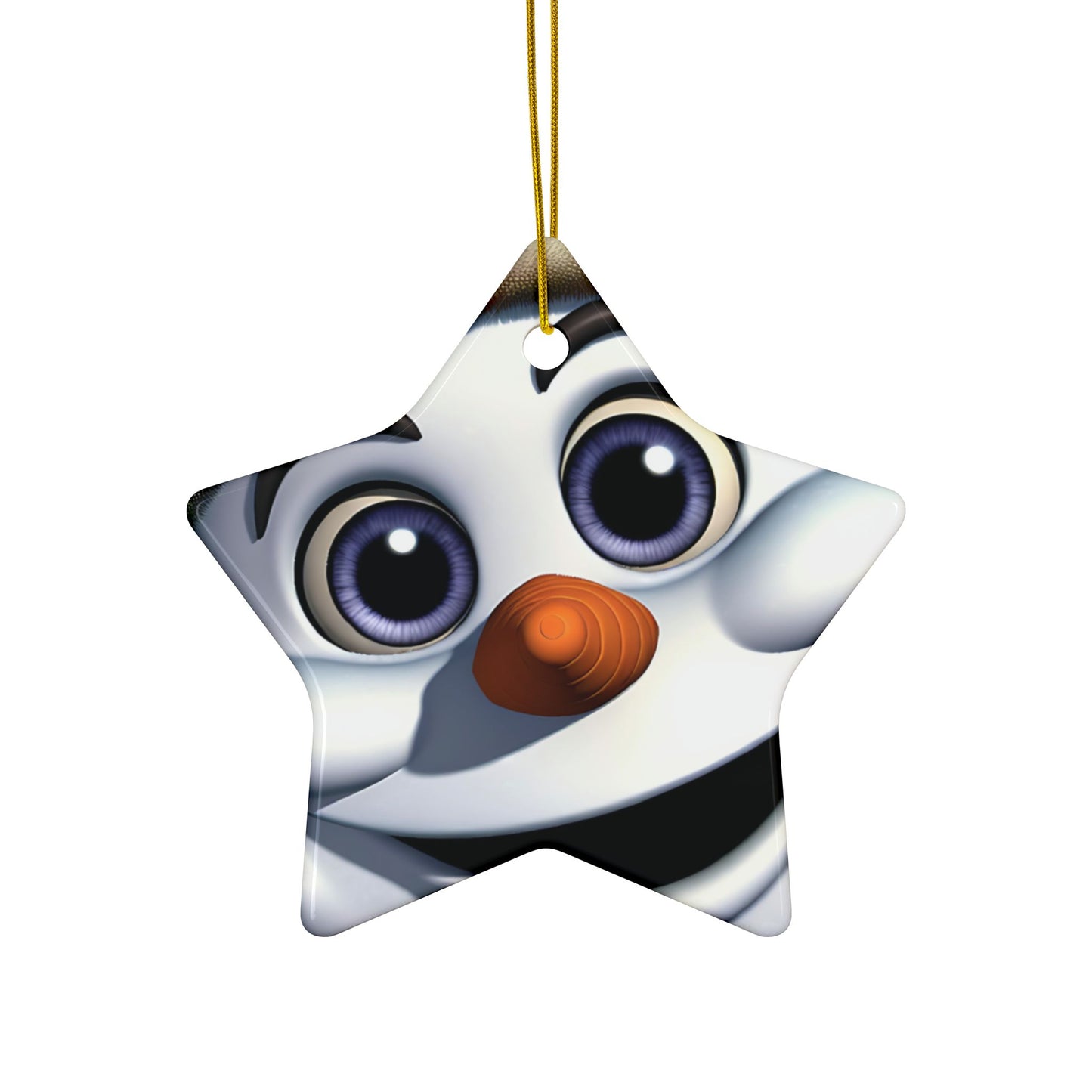 Snowman Face Ceramic Ornament — Cute Holiday Tree Decoration, Double-Sided