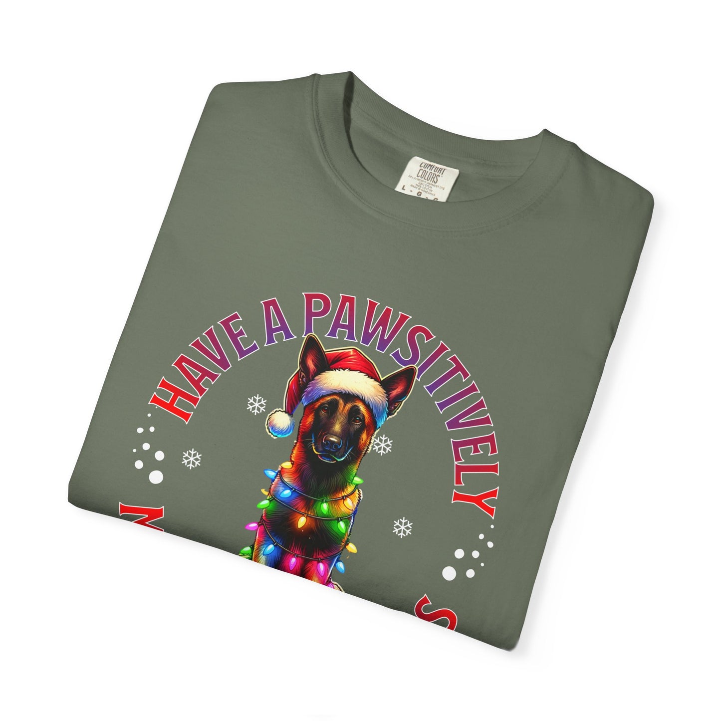 Christmas Malinois T-Shirt — "Have a Pawsitively Merry Christmas" Holiday Tee