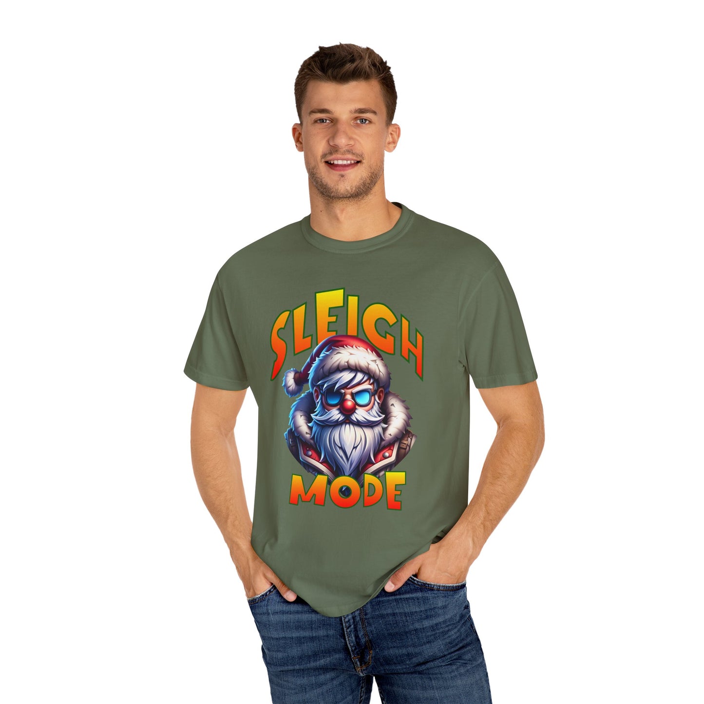 Sleigh Mode T-Shirt — Cool Santa Graphic Holiday Tee