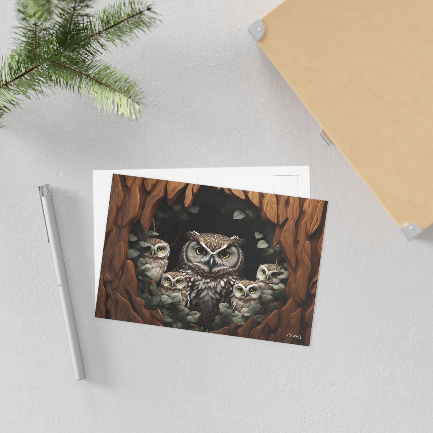 Artistic Owl Fine Art Postcards, Nature Decor, Gift for Owl Lovers, Wildlife Art, Stationery Collection