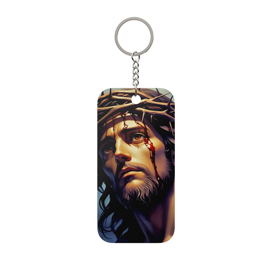 Jesus Christ Portrait Keychain — Double-Sided Religious Keychain Charm