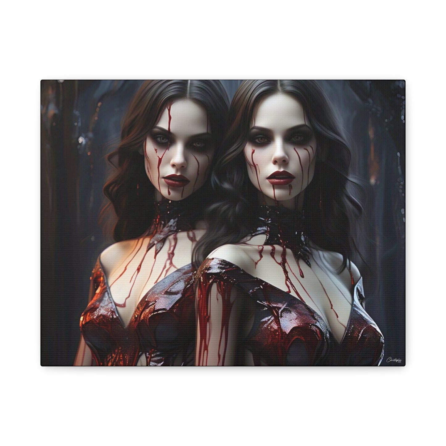 Gothic Vampire Canvas Art, Wall Decor, Horror Artwork, Halloween Home Decor, Spooky Room Accent, Unique Gift Idea