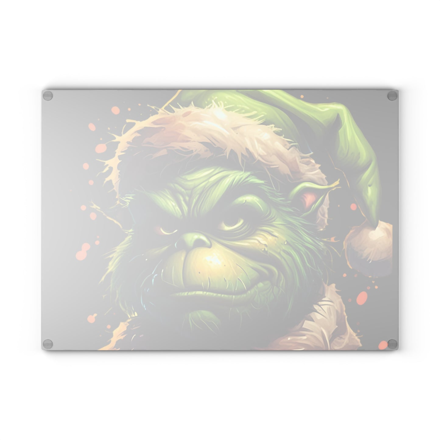 Glass Cutting Board — Grinch Face Christmas Kitchen Decor
