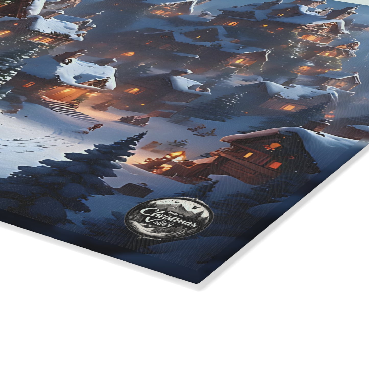 Festive Winter Wonderland Glass Cutting Board | Christmas Kitchen Decor, Holiday Gift, Home & Hearth, Unique Serving Tray, Culinary Art