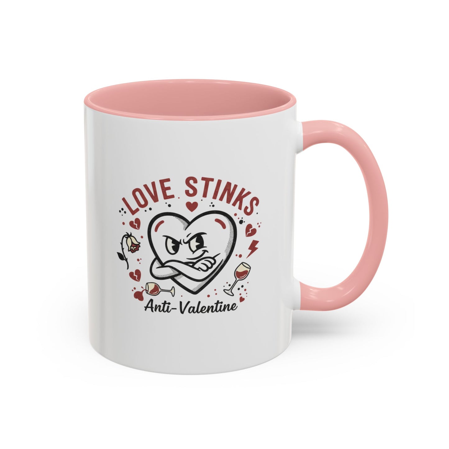 Coffee Mug — "Love Stinks" Anti-Valentine Heart Accent Mug (11/15oz)