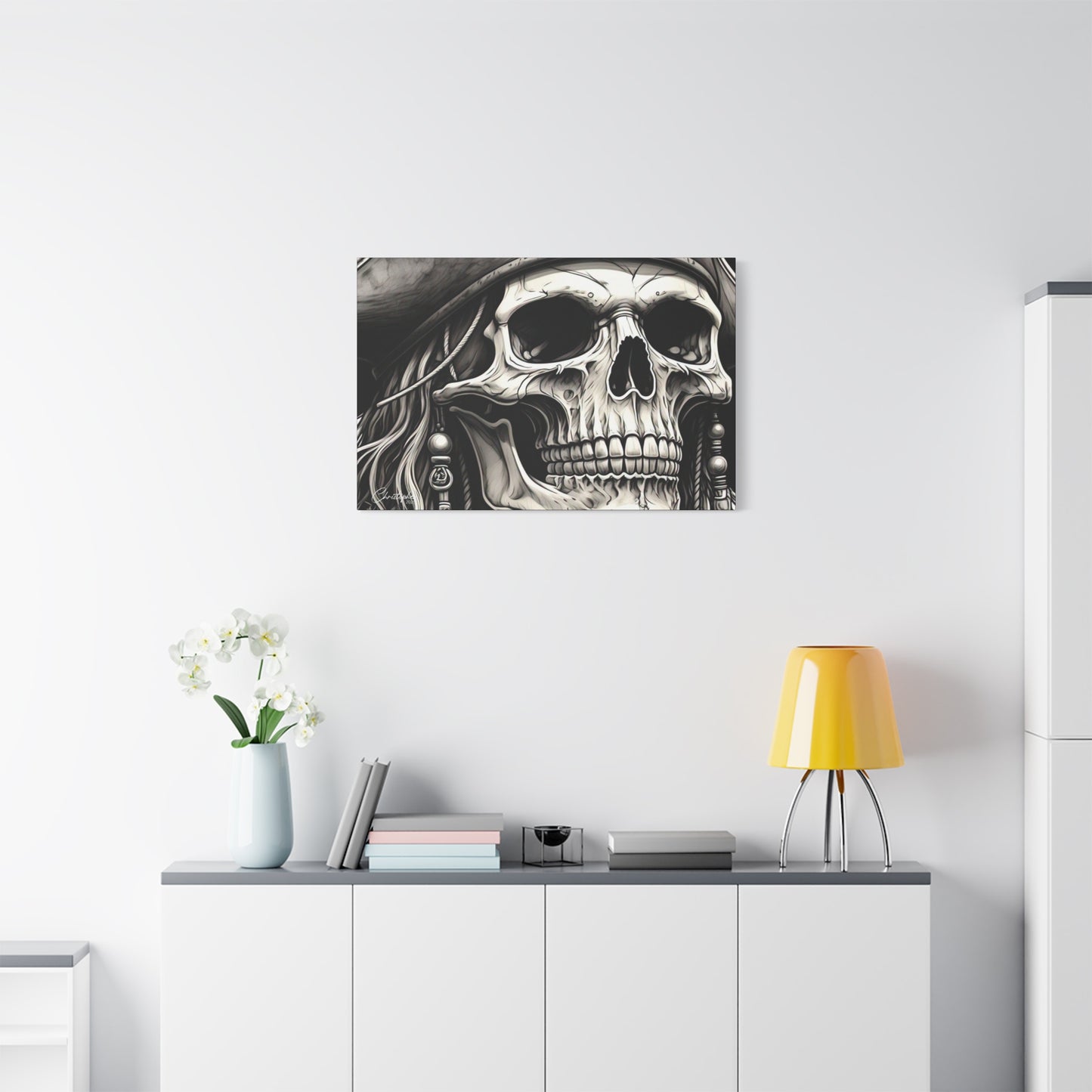 Pirate Skull Canvas Art - Edgy Gothic Decor, Wall Art for Halloween, Gothic Home Decor, Pirate Theme, Gift for Him