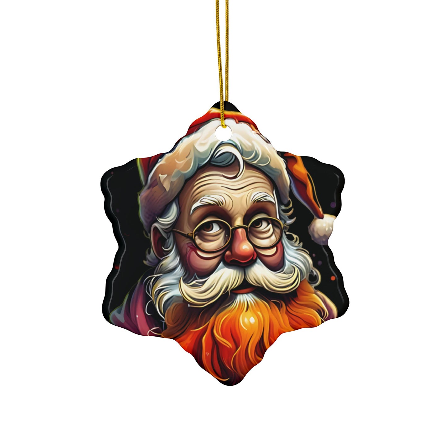 Santa Claus Ceramic Ornament — Double-Sided Christmas Tree Decoration