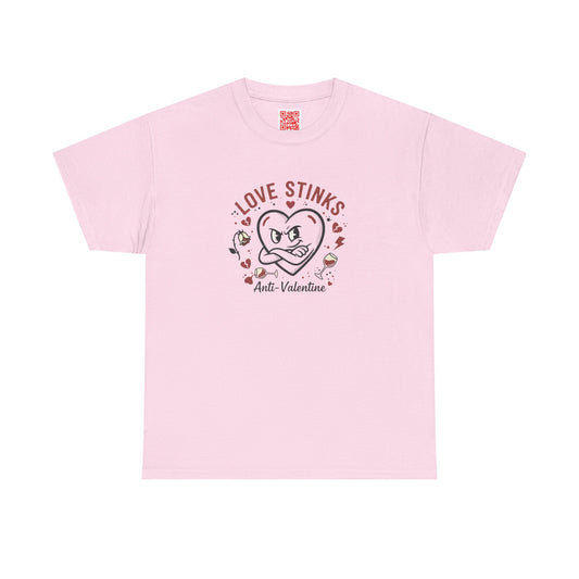 Love Stinks Anti‑Valentine T-Shirt — Funny Heart Graphic Tee for Singles & Galentine’s