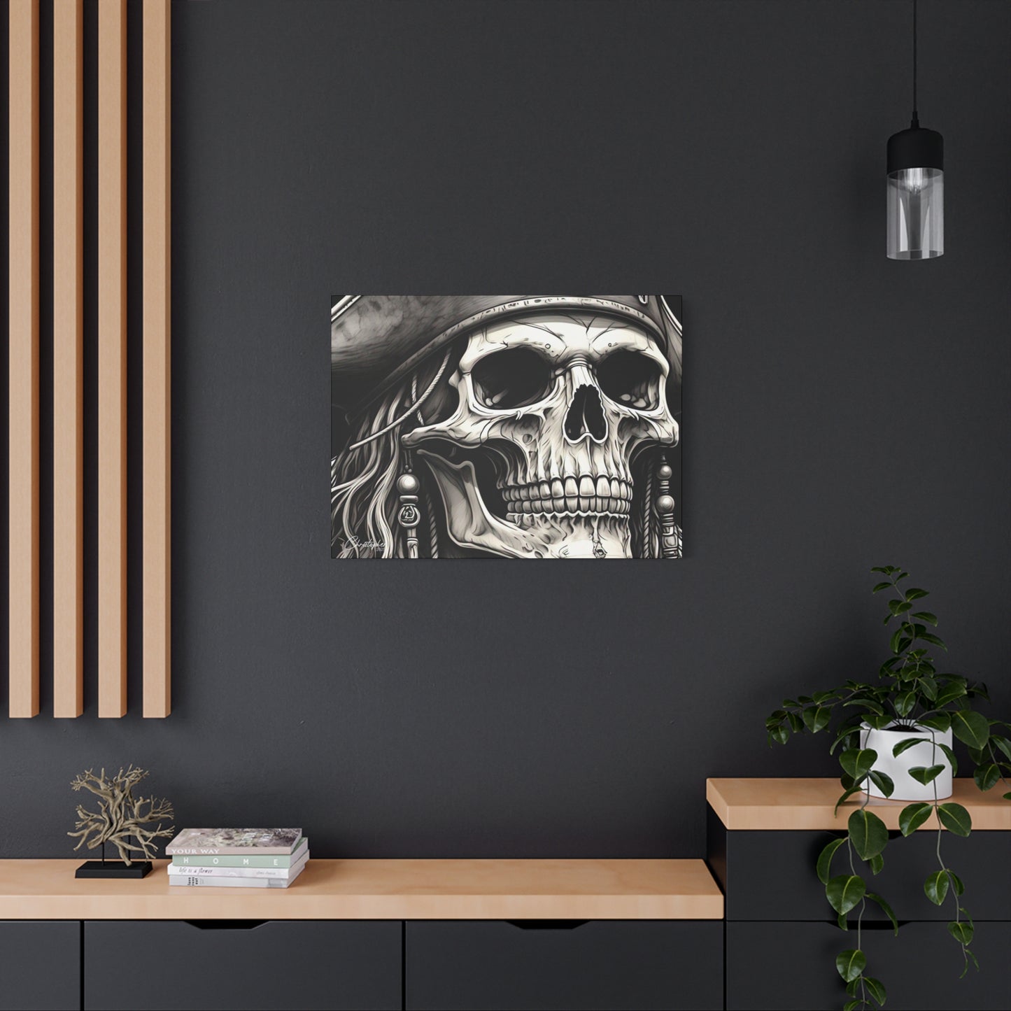 Pirate Skull Canvas Art - Edgy Gothic Decor, Wall Art for Halloween, Gothic Home Decor, Pirate Theme, Gift for Him