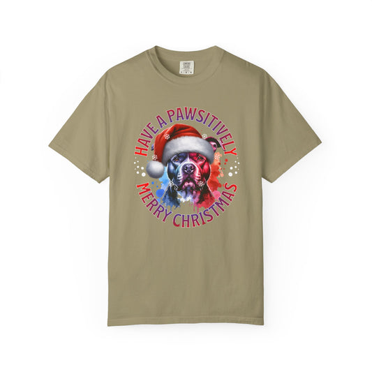 Have a Pawsitively Merry Christmas Pit Bull T-Shirt — Santa Dog Holiday Tee