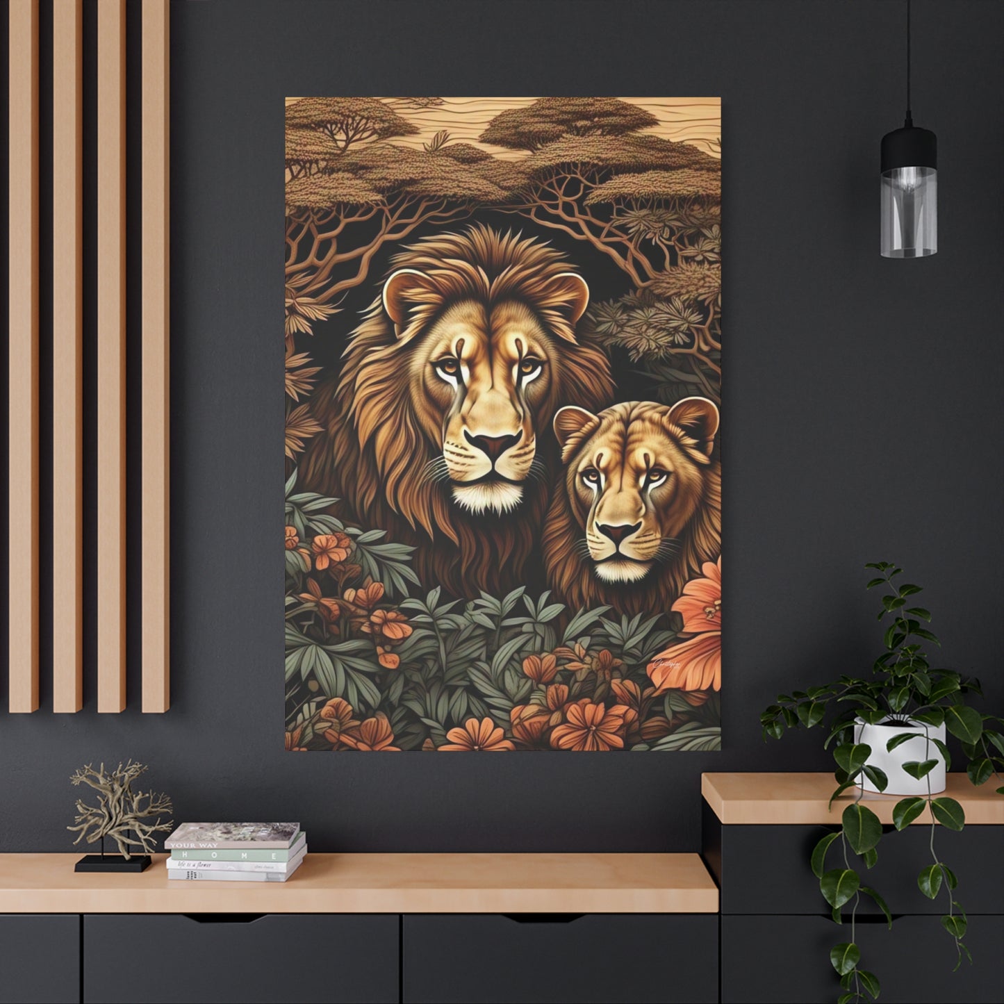 Majestic Lion Family Canvas Wall Art, Animal Lovers Decor, Wildlife Home Accent, Gift for Nature Enthusiasts, Meaningful Family Art