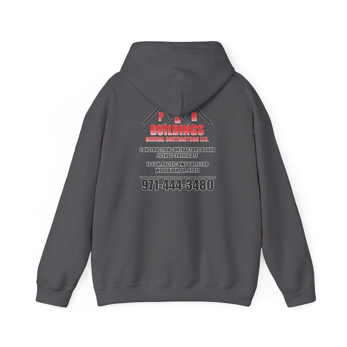 P&R Buildings Logo Hoodie — Custom Contractor License & Phone Number