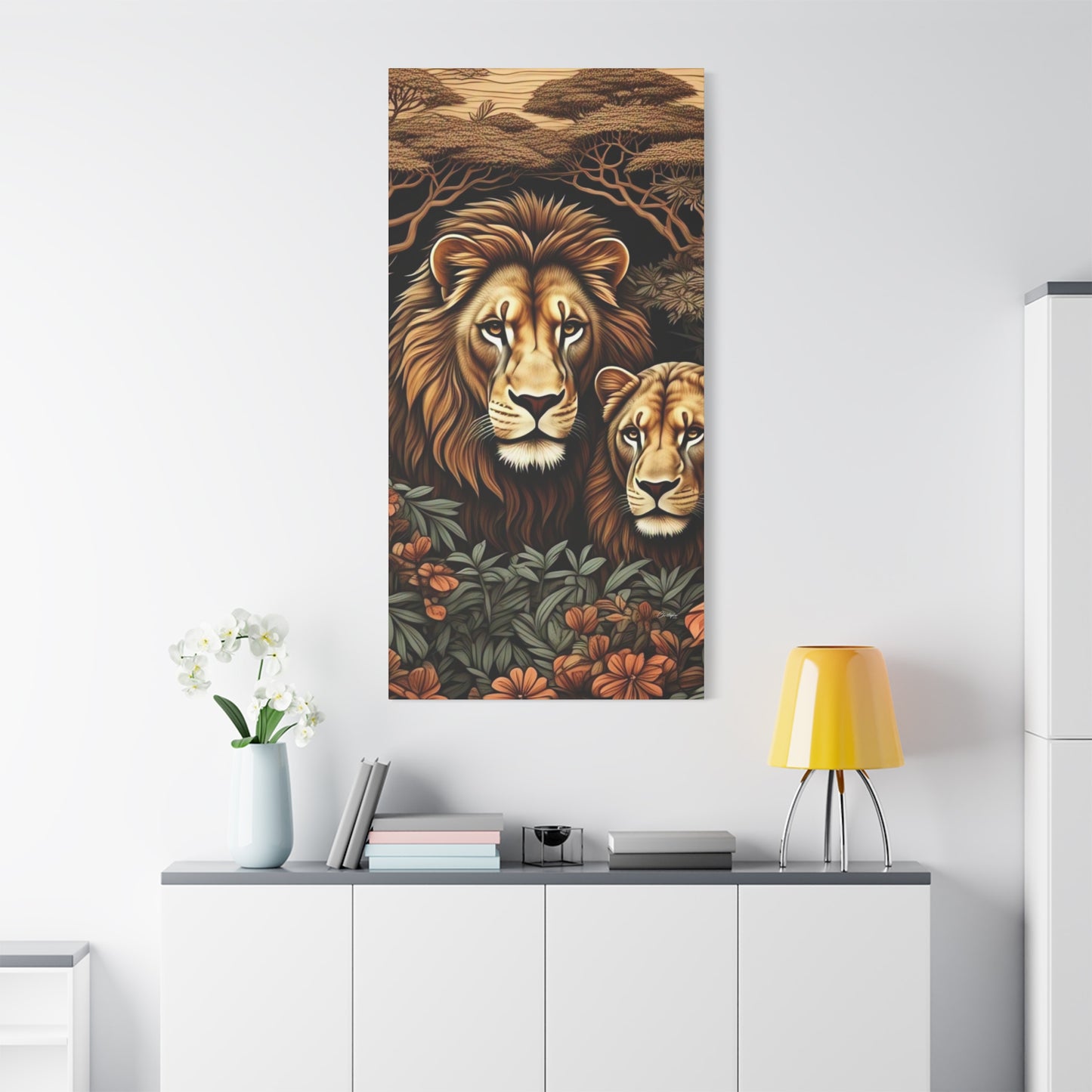 Majestic Lion Family Canvas Wall Art, Animal Lovers Decor, Wildlife Home Accent, Gift for Nature Enthusiasts, Meaningful Family Art