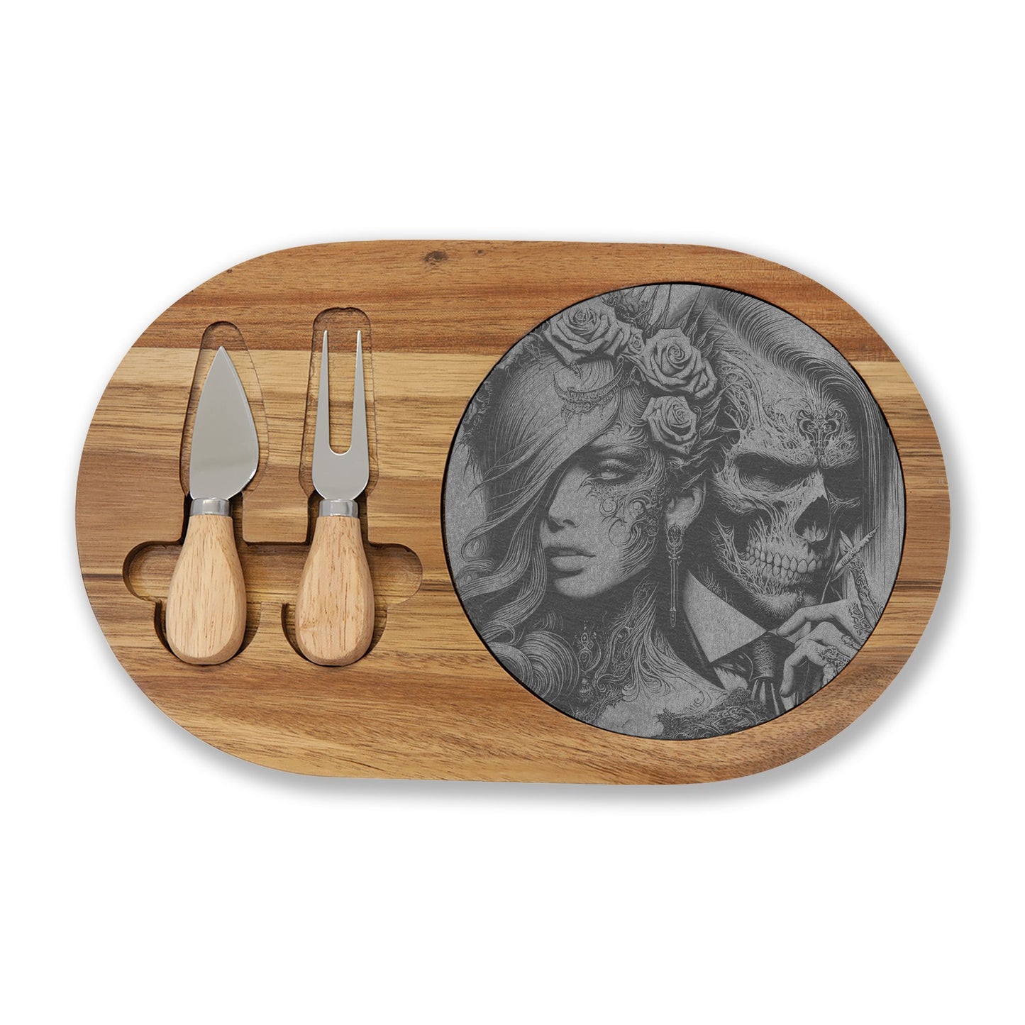Engraved Gothic Couple Charcuterie Board