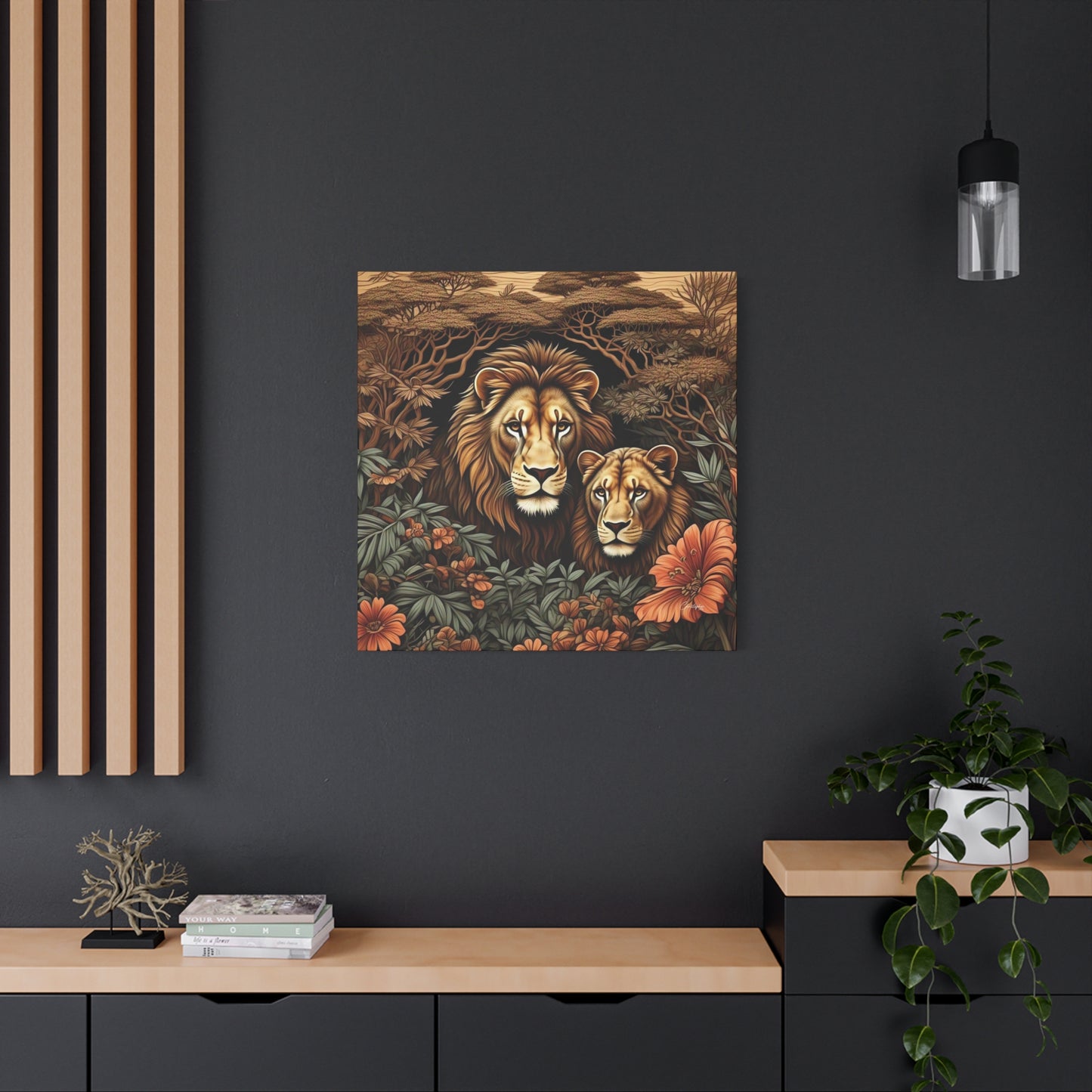 Majestic Lion Family Canvas Wall Art, Animal Lovers Decor, Wildlife Home Accent, Gift for Nature Enthusiasts, Meaningful Family Art