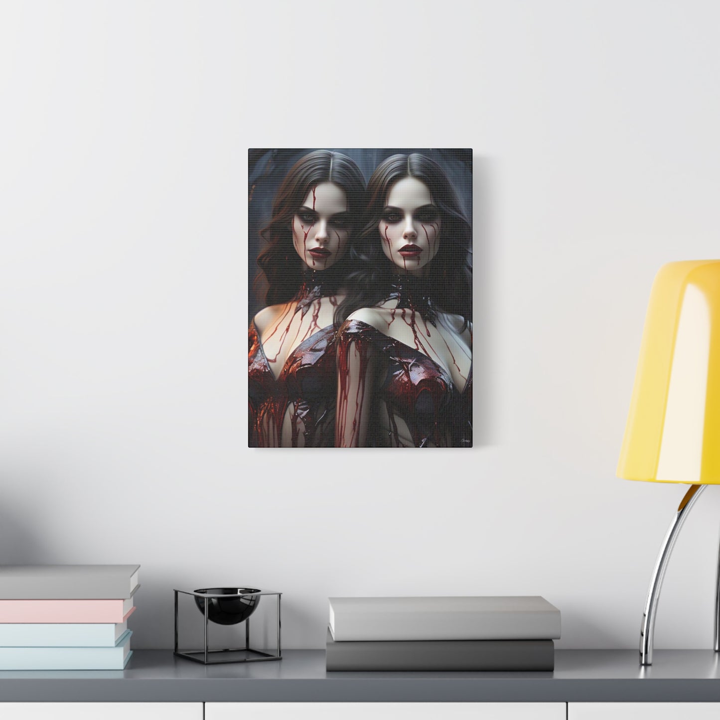 Gothic Vampire Canvas Art, Wall Decor, Horror Artwork, Halloween Home Decor, Spooky Room Accent, Unique Gift Idea