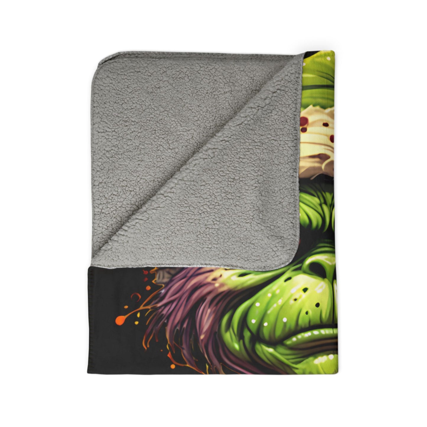 Grinch-Inspired Fleece Sherpa Blanket – Creepy Holiday Cozy Throw