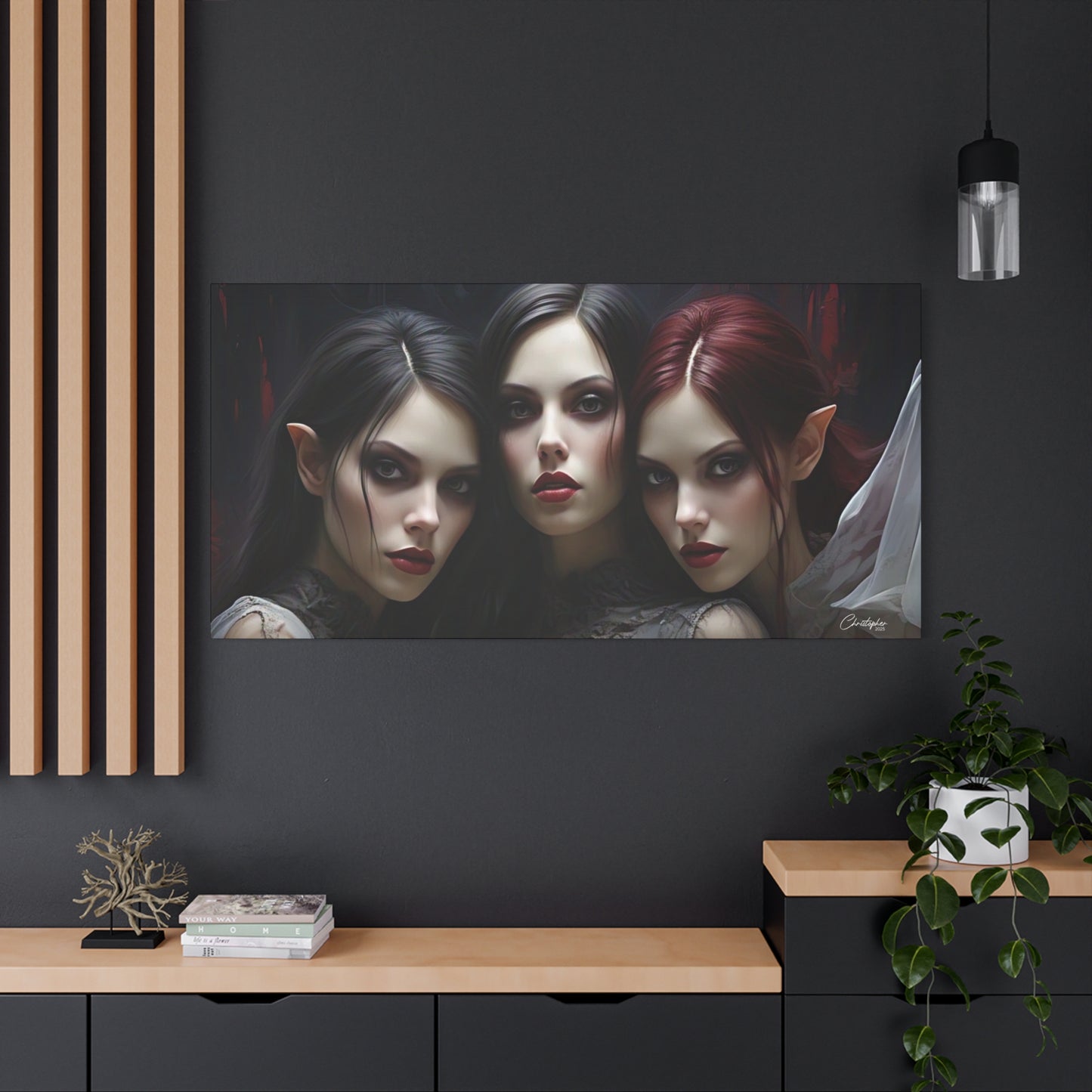 Gothic Wall Art Canvas, Fantasy Home Decor, Unique Gift for Halloween, Witchy Vibe Art, Dark Aesthetic Room Decor