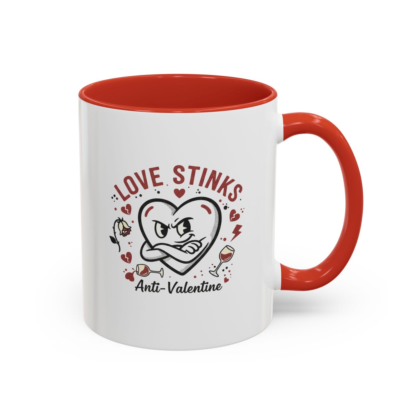 Coffee Mug — "Love Stinks" Anti-Valentine Heart Accent Mug (11/15oz)