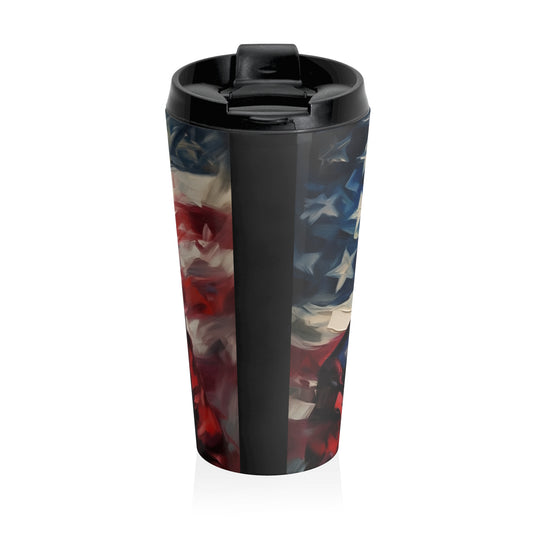 Patriotic Stainless Steel Travel Mug, American Flag Mug, Travel Coffee Cup, Gift for Veterans, Politician Tribute Mug