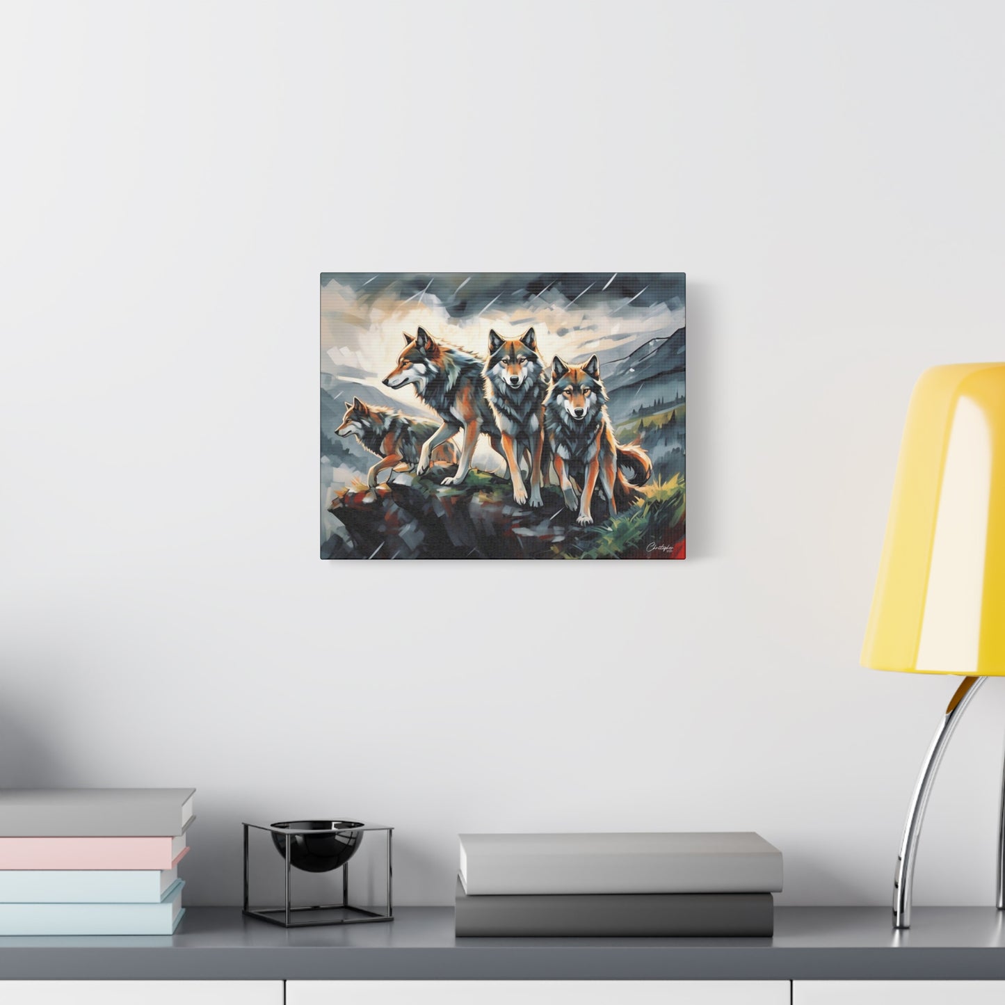 Wolf Family Matte Canvas Art, Home Decor, Animal Lovers Gift, Nature Wall Art, Wildlife Art Print, Outdoor Enthusiasts Decor