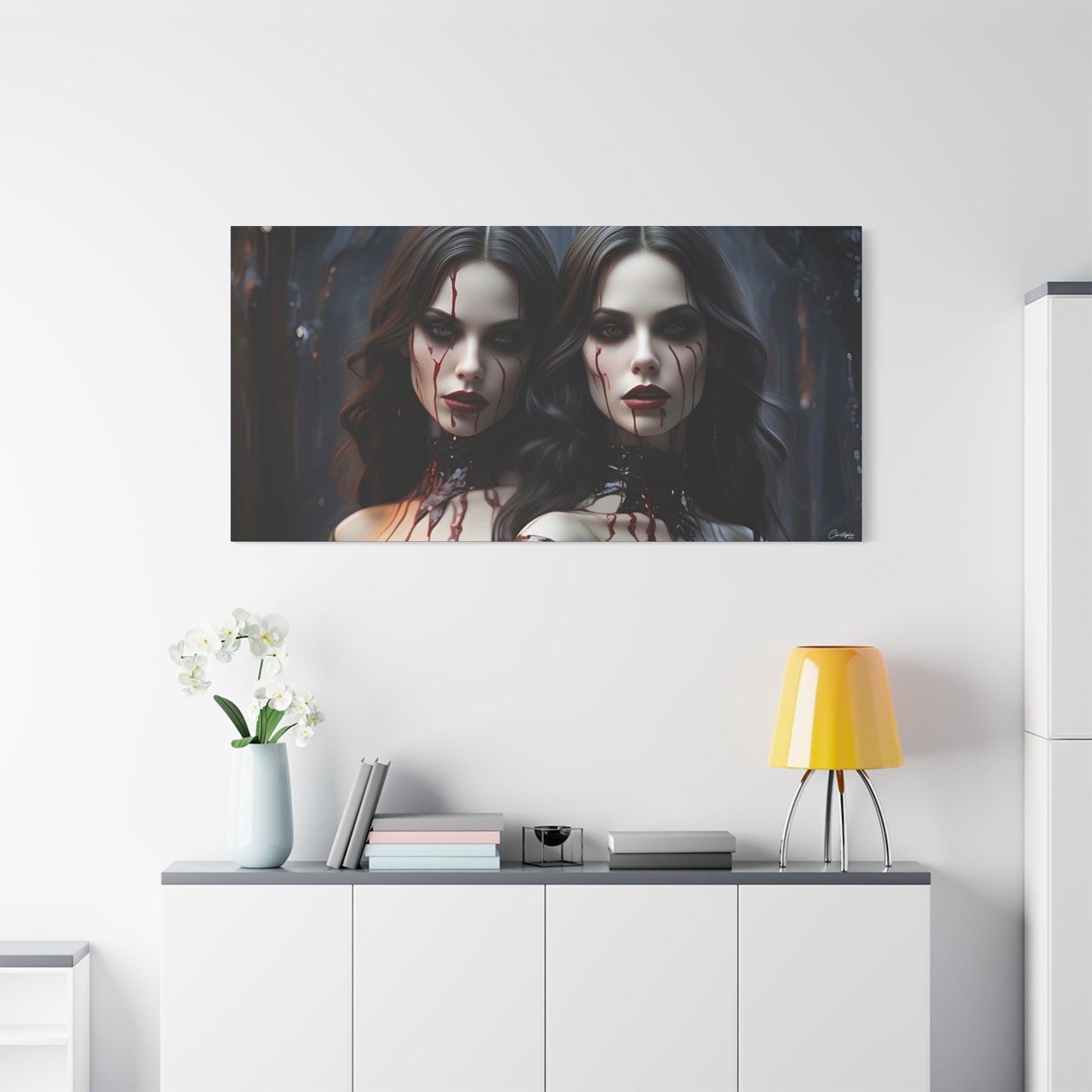 Gothic Vampire Canvas Art, Wall Decor, Horror Artwork, Halloween Home Decor, Spooky Room Accent, Unique Gift Idea