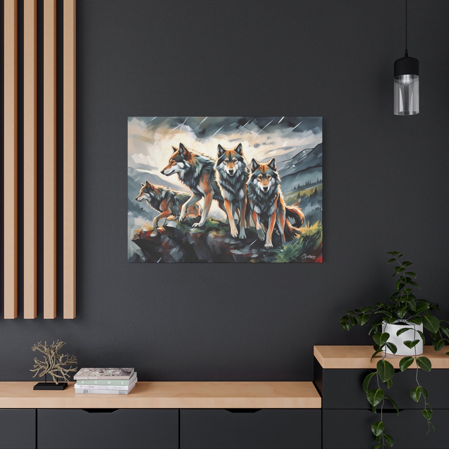 Wolf Family Matte Canvas Art, Home Decor, Animal Lovers Gift, Nature Wall Art, Wildlife Art Print, Outdoor Enthusiasts Decor