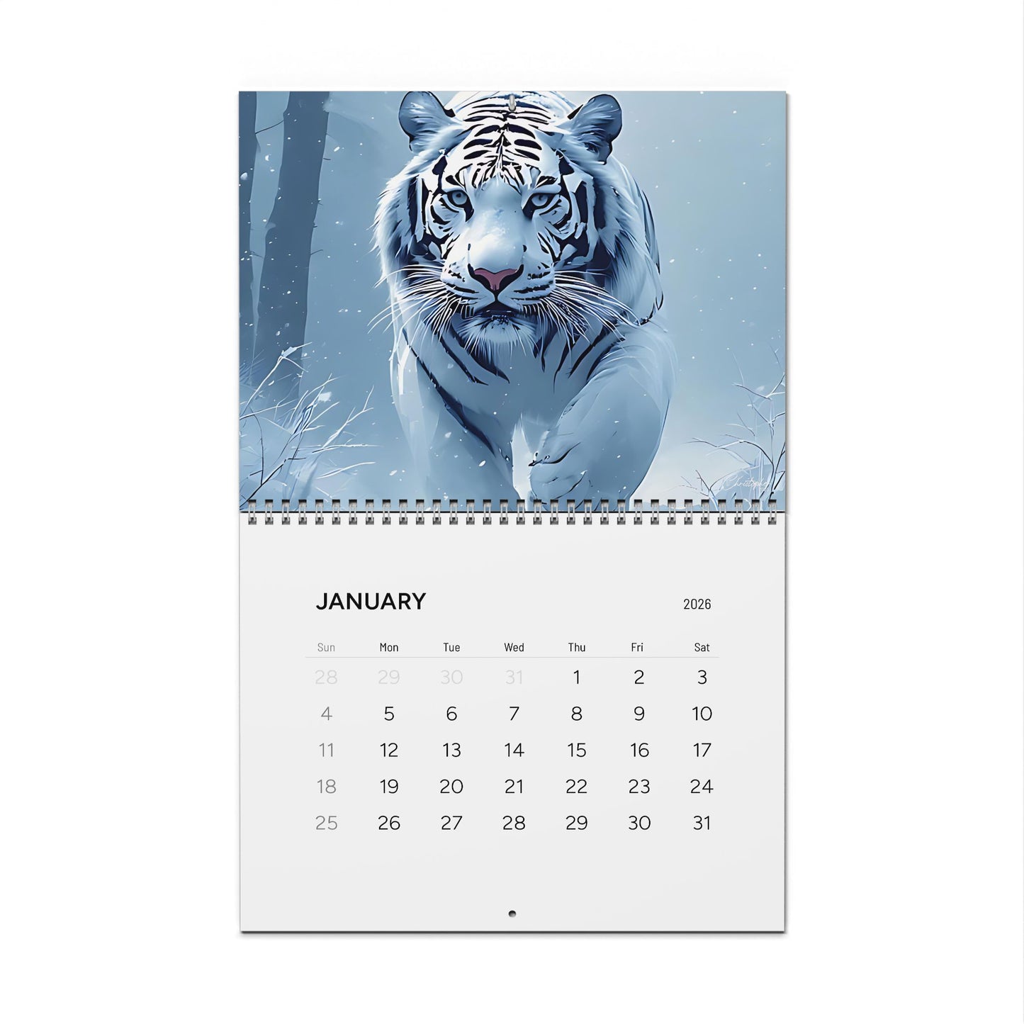 Majestic Tiger Wall Calendar 2026, Animal Lover Gift, Home Decor, Nature Enthusiast Calendar, Wildlife Art, Monthly Planner